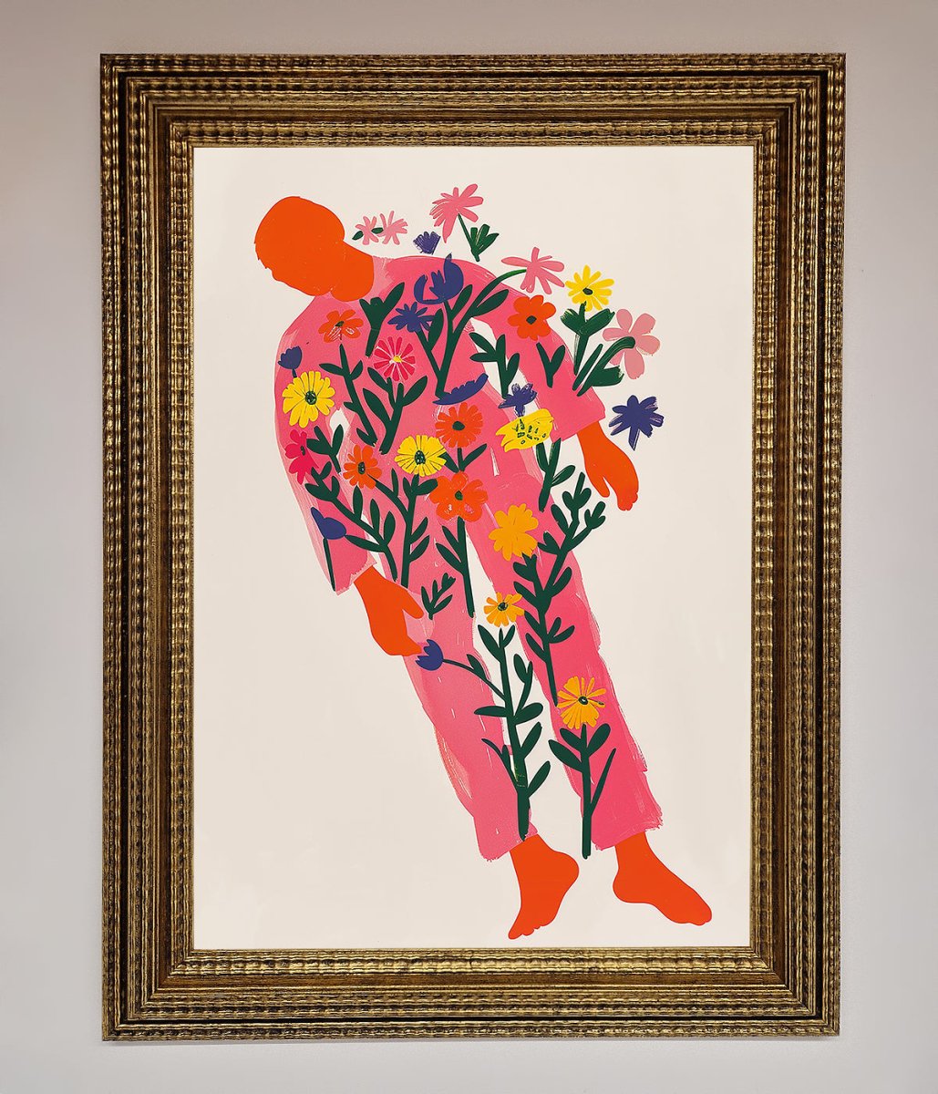 Laying In The Flowers Framed Poster