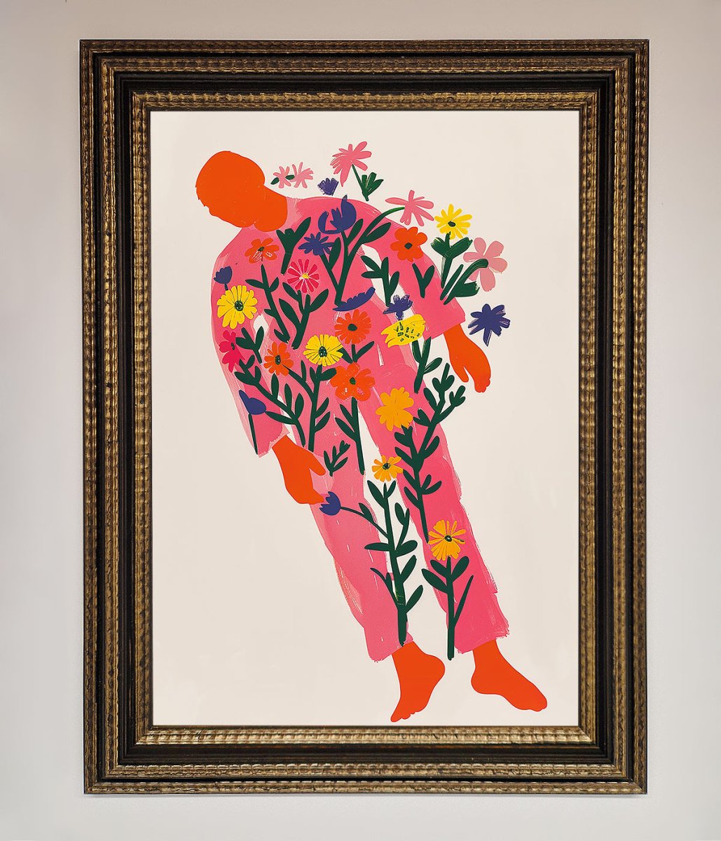 Laying In The Flowers Framed Poster