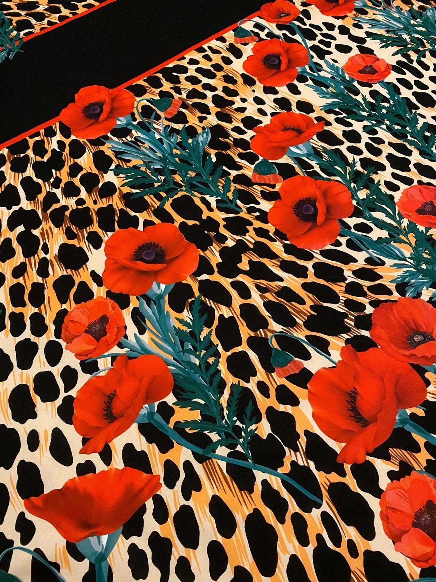 Leopard Poppy Flower Fabric Sold by Metre