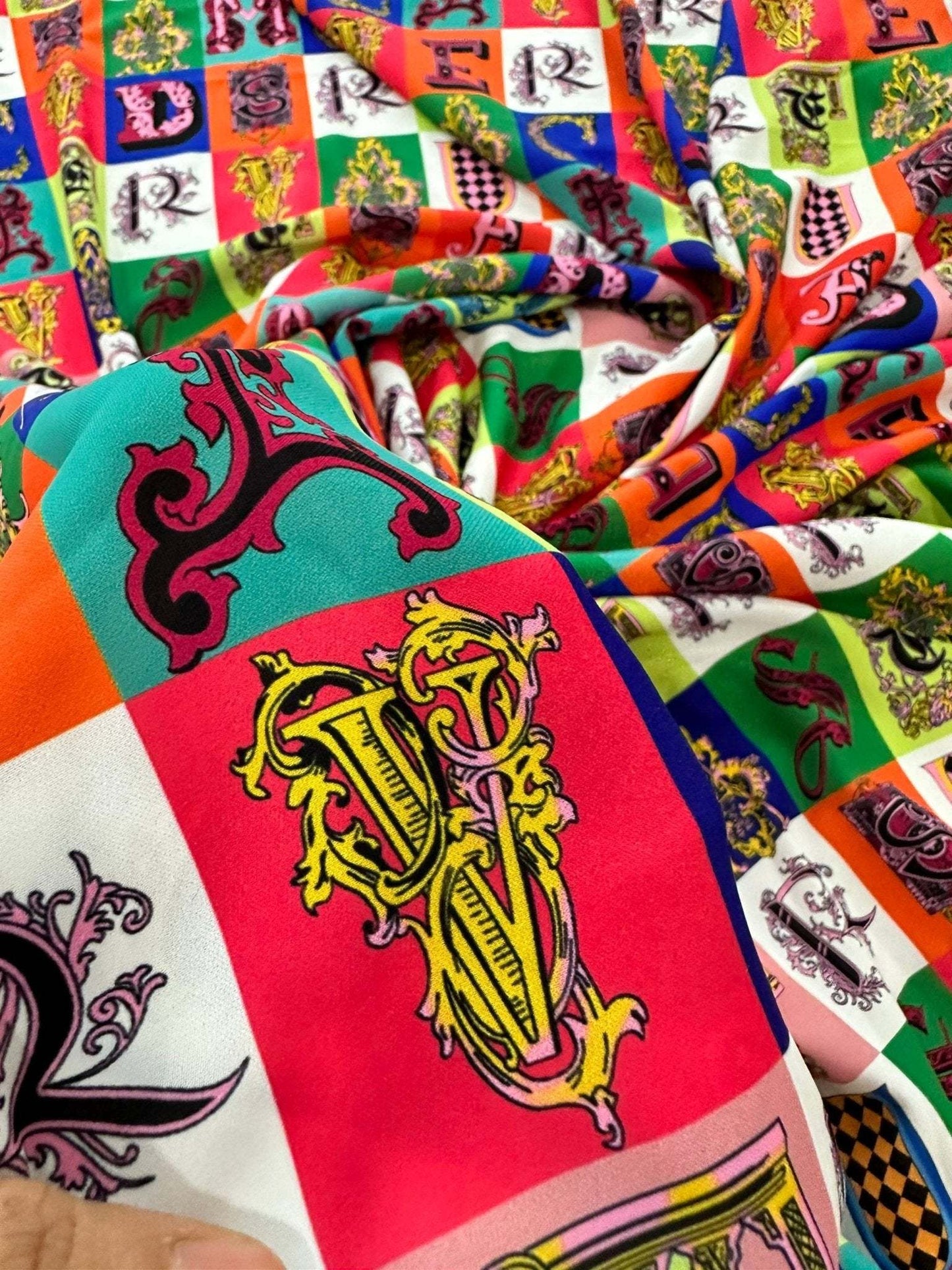 Letter Print Cotton Fabric By Metre