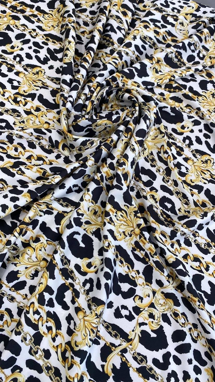 Luxury Baroque Chain and Leopard Fabric by Metre