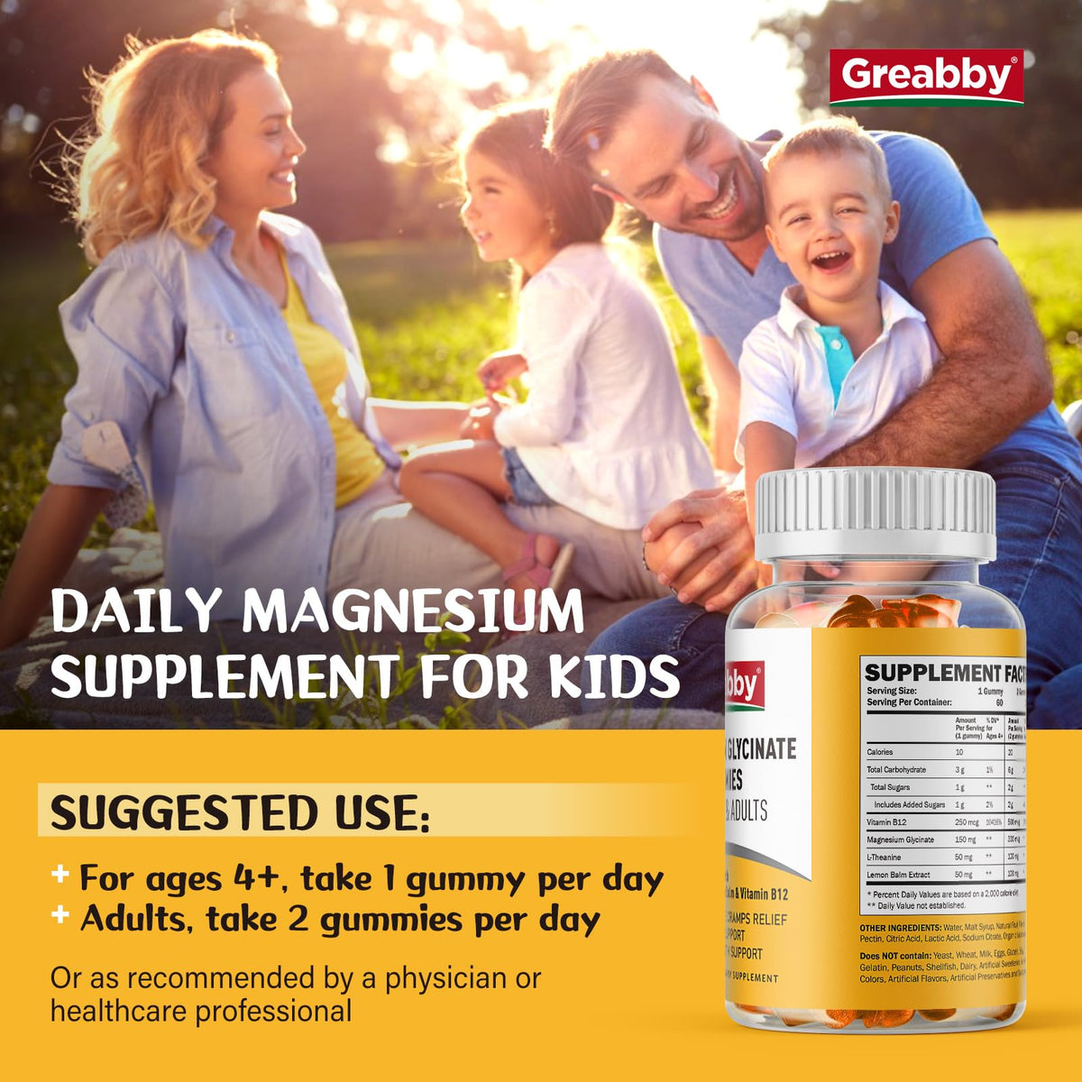 Magnesium Glycinate Gummies 300mg – 60 Count for Sleep, Muscle & Relaxation | Kids & Adults