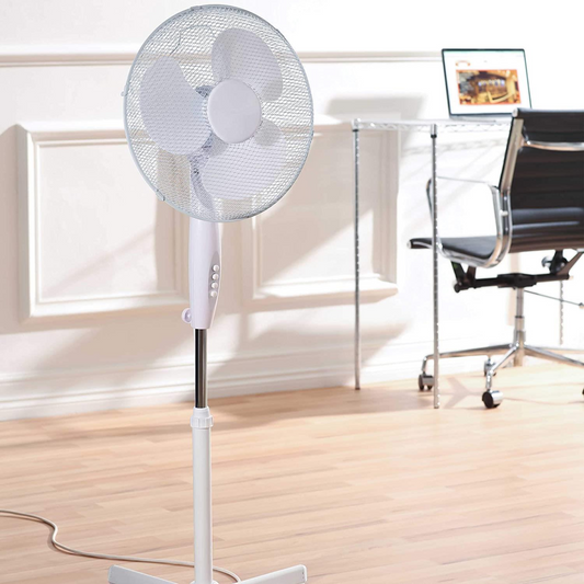 16" Fan Pedestal Stand Adjustable Height, 3 Speed Setting, Oscillating(White)