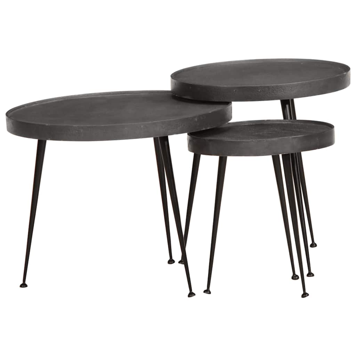 vidaXL Coffee Table 3 pcs Black Engineered Wood