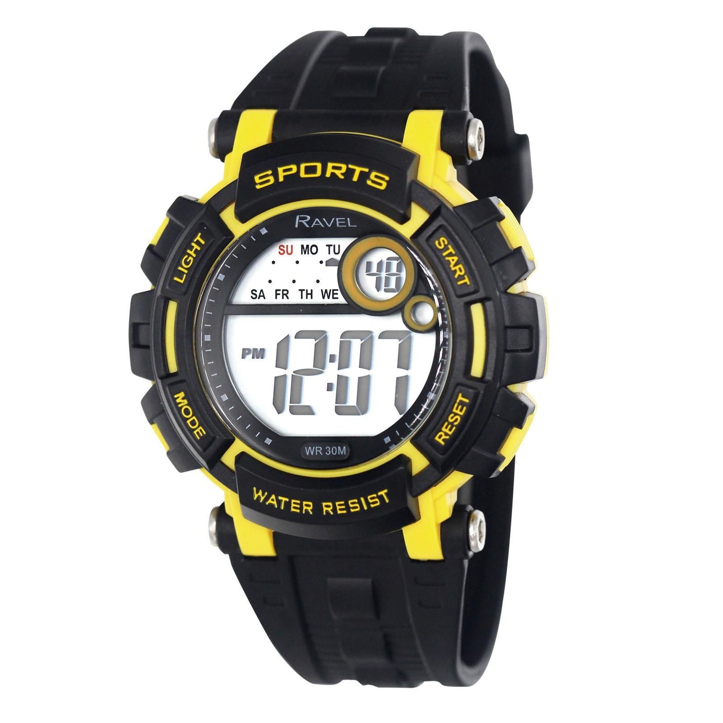 Ravel Ravel Mens 3ATM Digital Sports Black/Yellow2 Watch RDG.14.18