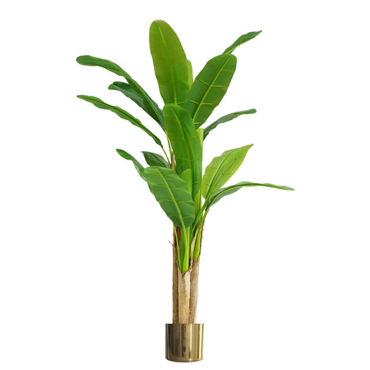 180cm Artificial Banana Tree Tropical Plant Gold Metal Planter