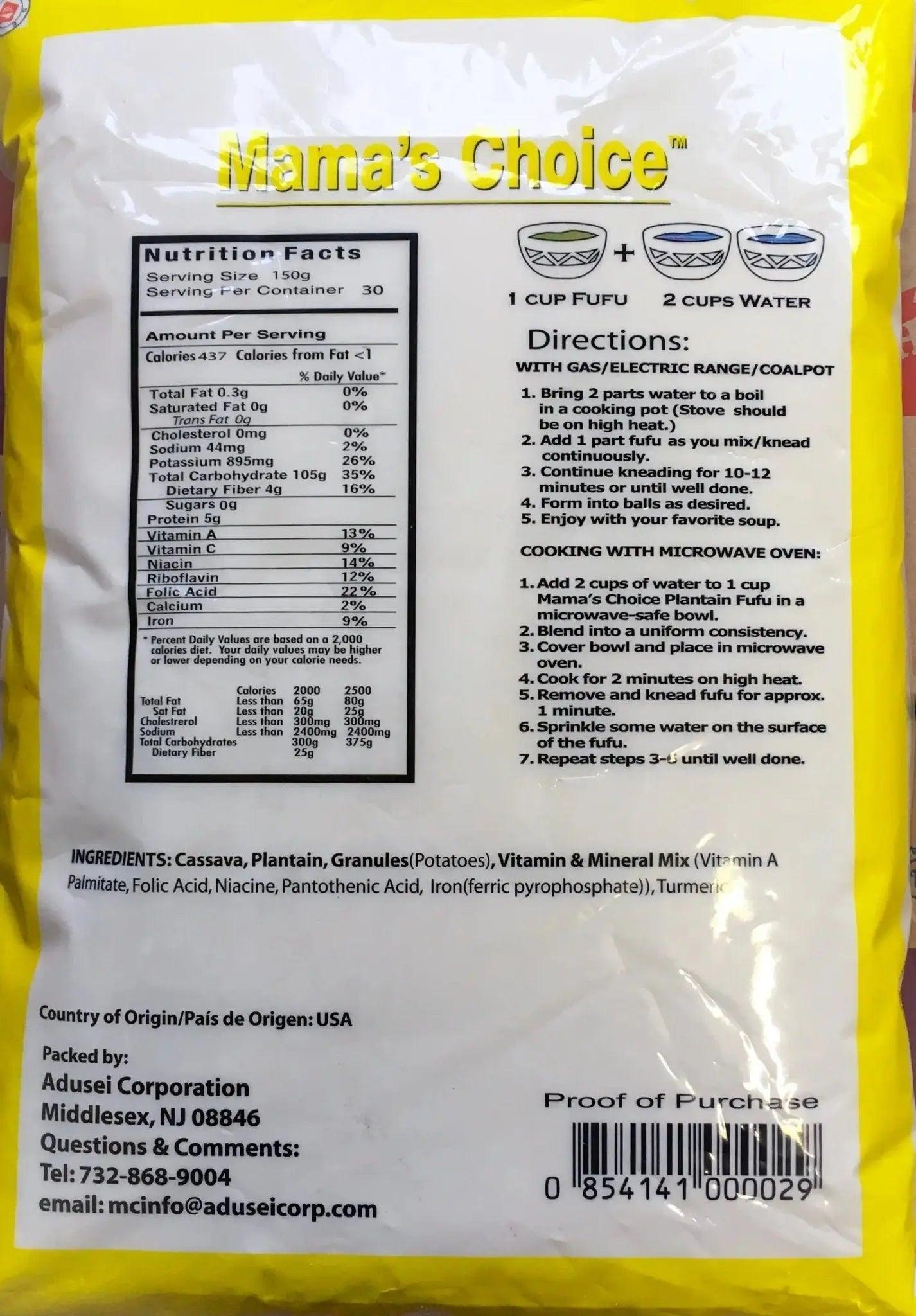 Mama's Choice Plantain Fufu Mix - Contain Real Plantain (4.5kg)