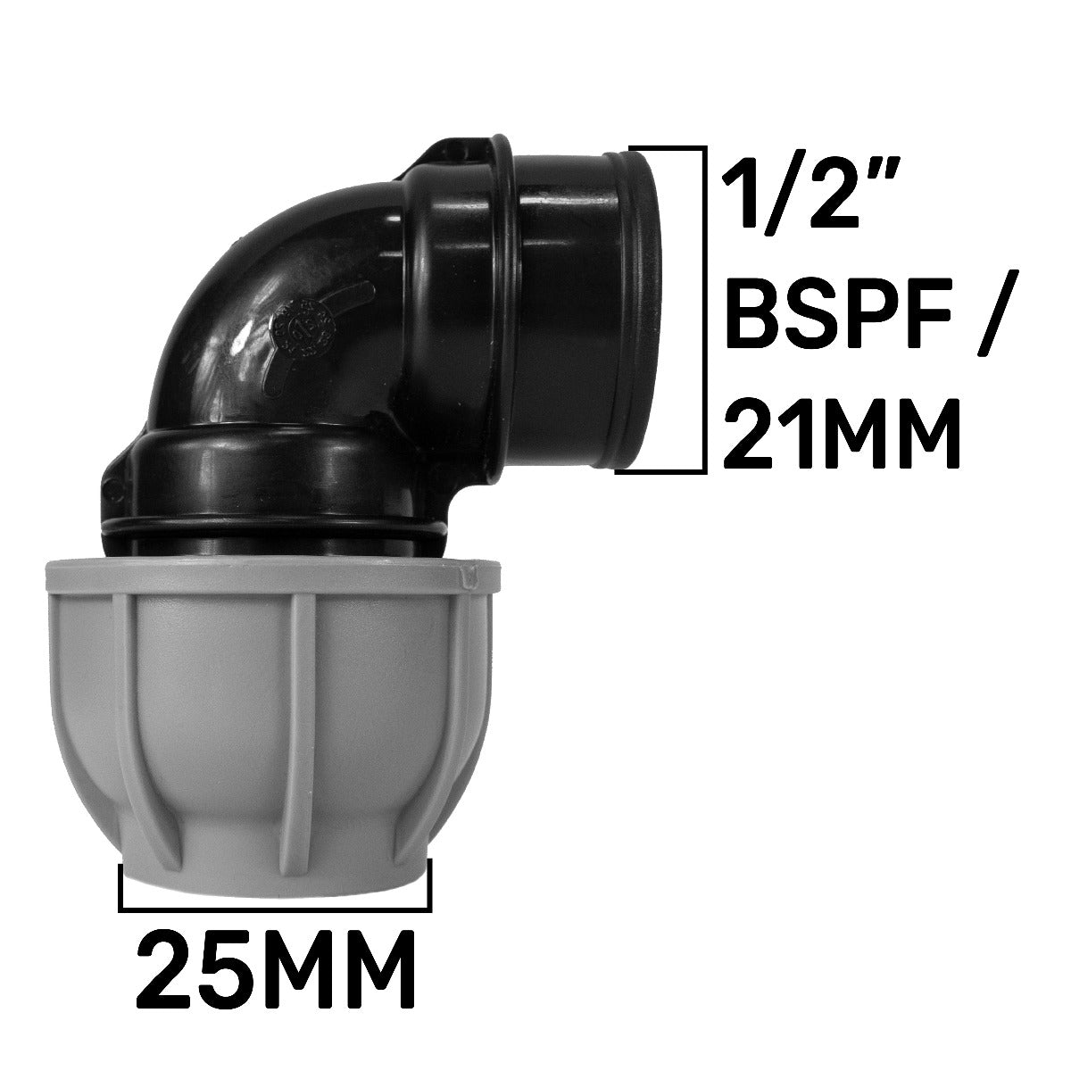 MDPE Elbow 25mm - 1/2in BSPF Drip Irrigation Fitting Pipe and Water Fitting