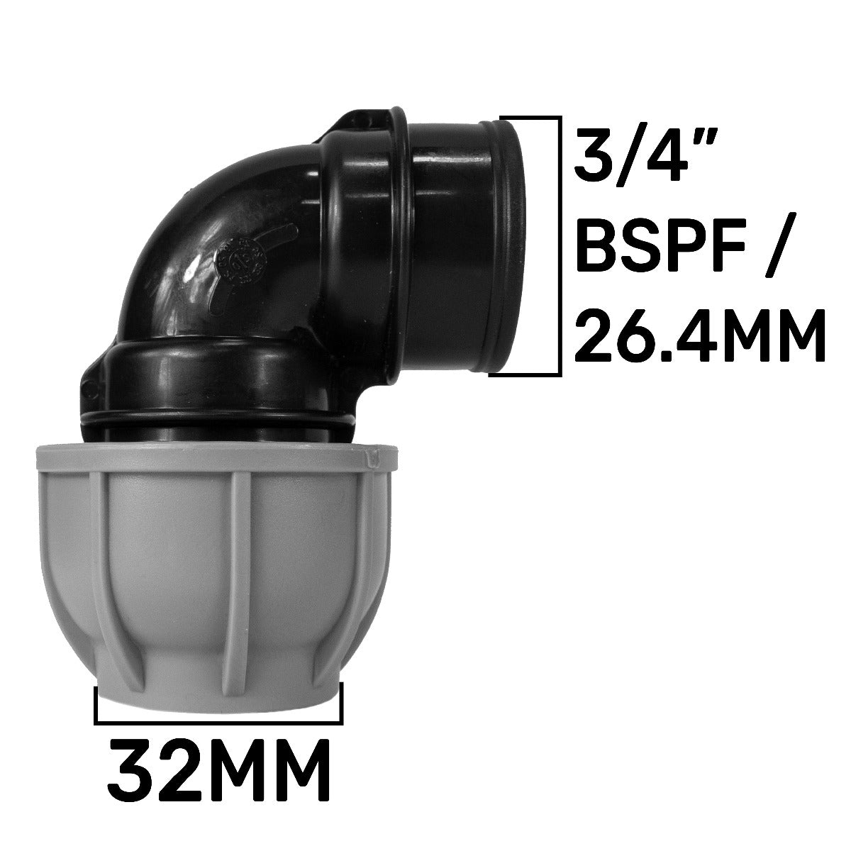 MDPE Elbow 32mm - 3/4in BSPF Drip Irrigation Fitting Pipe and Water Fitting