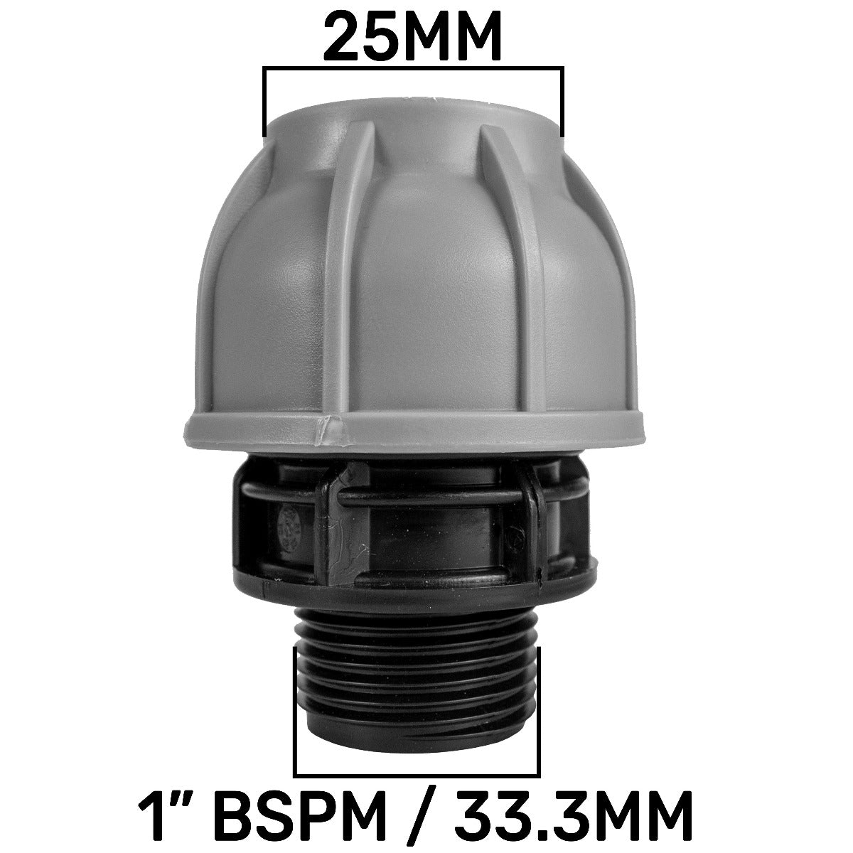 IBC 2” S60X6 Cap with Lever Valve and 25mm MDPE Straight