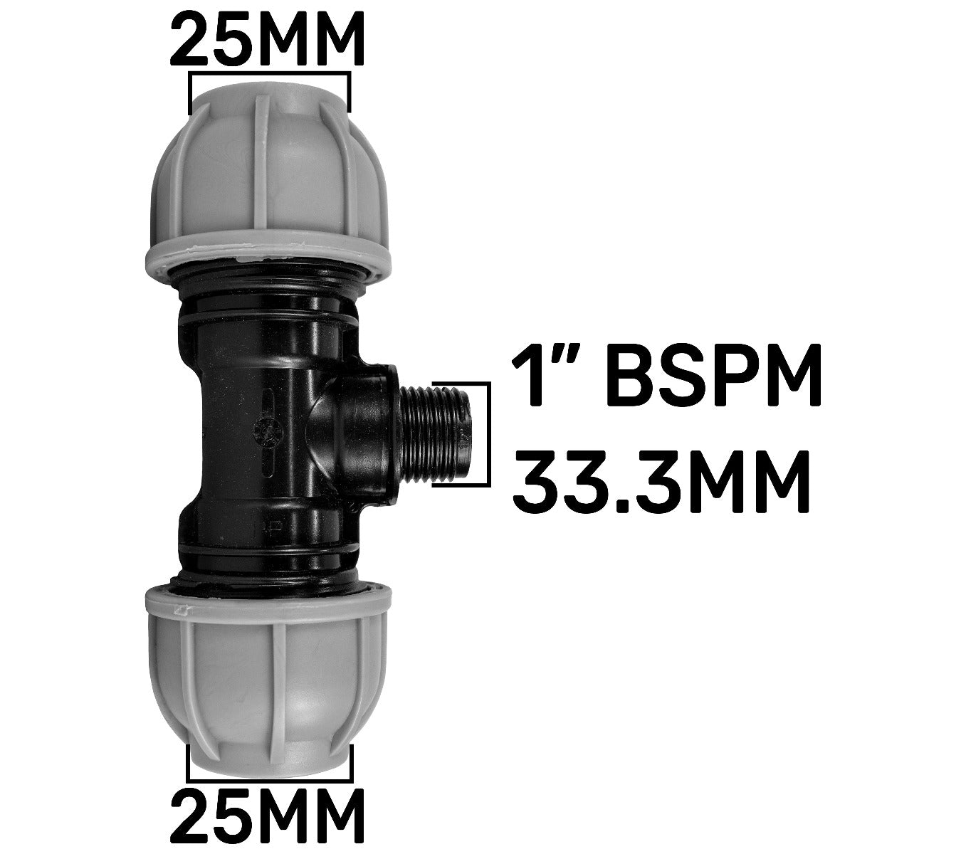 IBC 2 S60X6 Cap with Large Plastic Valve and MDPE Tee 25mm for Hose Pipe Fitting