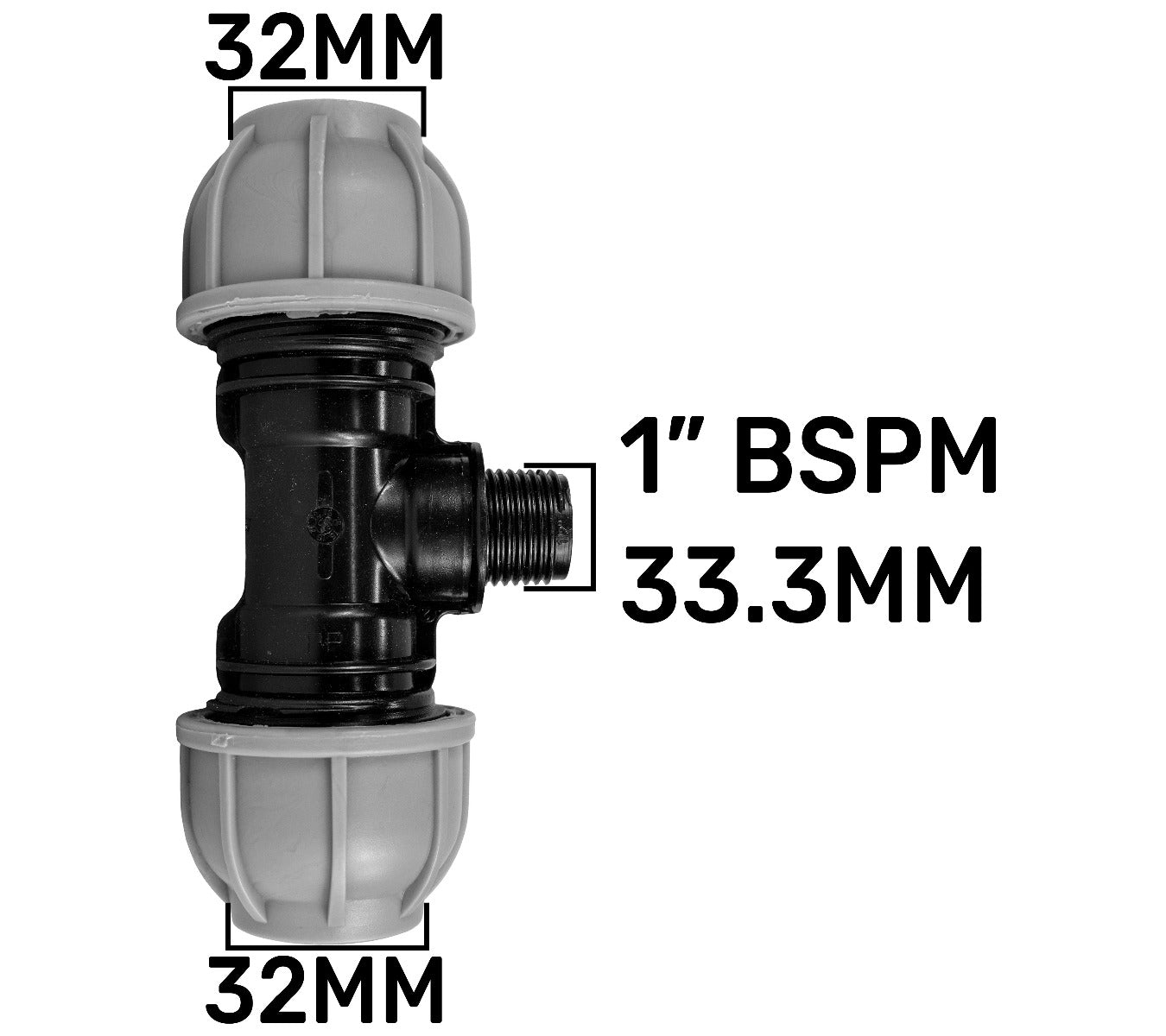 IBC 2 S60X6 - 1in BSPF Extender Adaptor with MDPE Tee 32mm for Hose Pipe Fitting