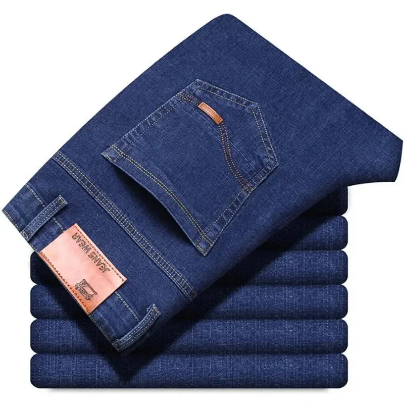 Men's Soft Business Denim Trousers – Light Luxury Stretch Slim Fit