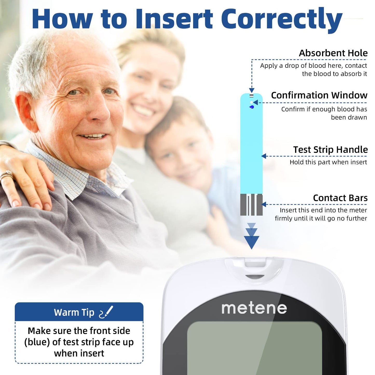 Metene TD-4116 Blood Glucose Test Strips - 100 Count for TD-4116 & S Meters