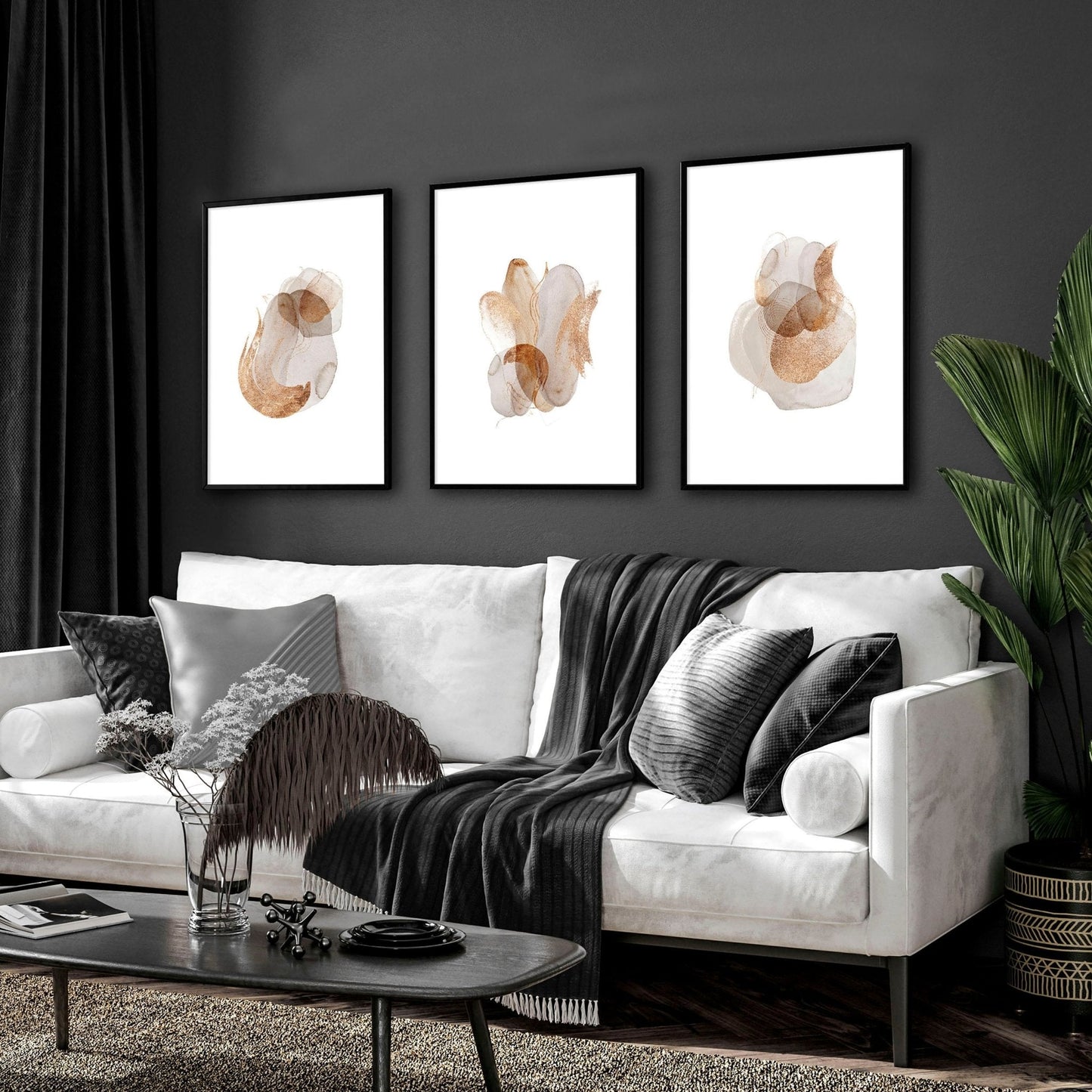 Set of 3 wall art Mid century modern style