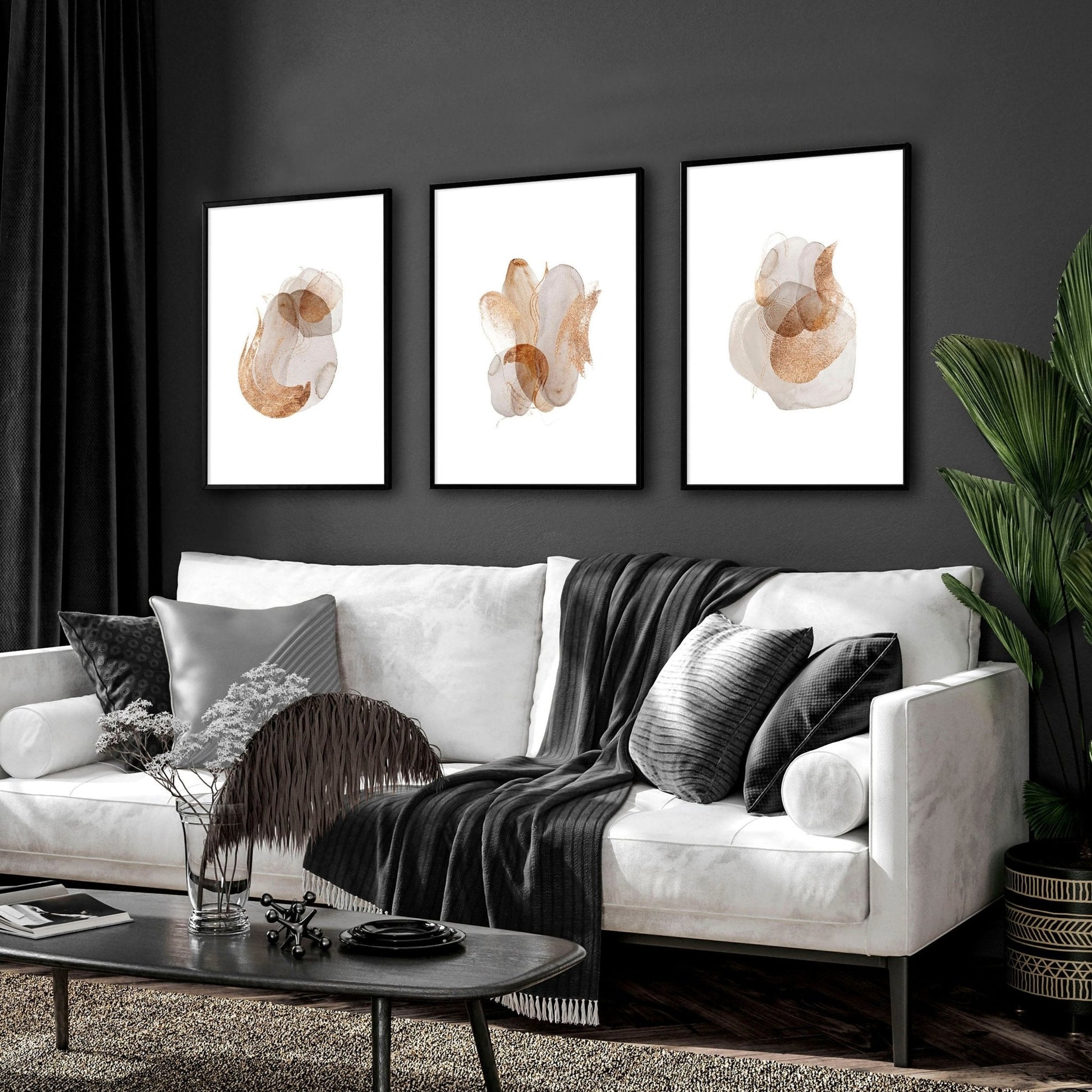 Set of 3 wall art Mid century modern style