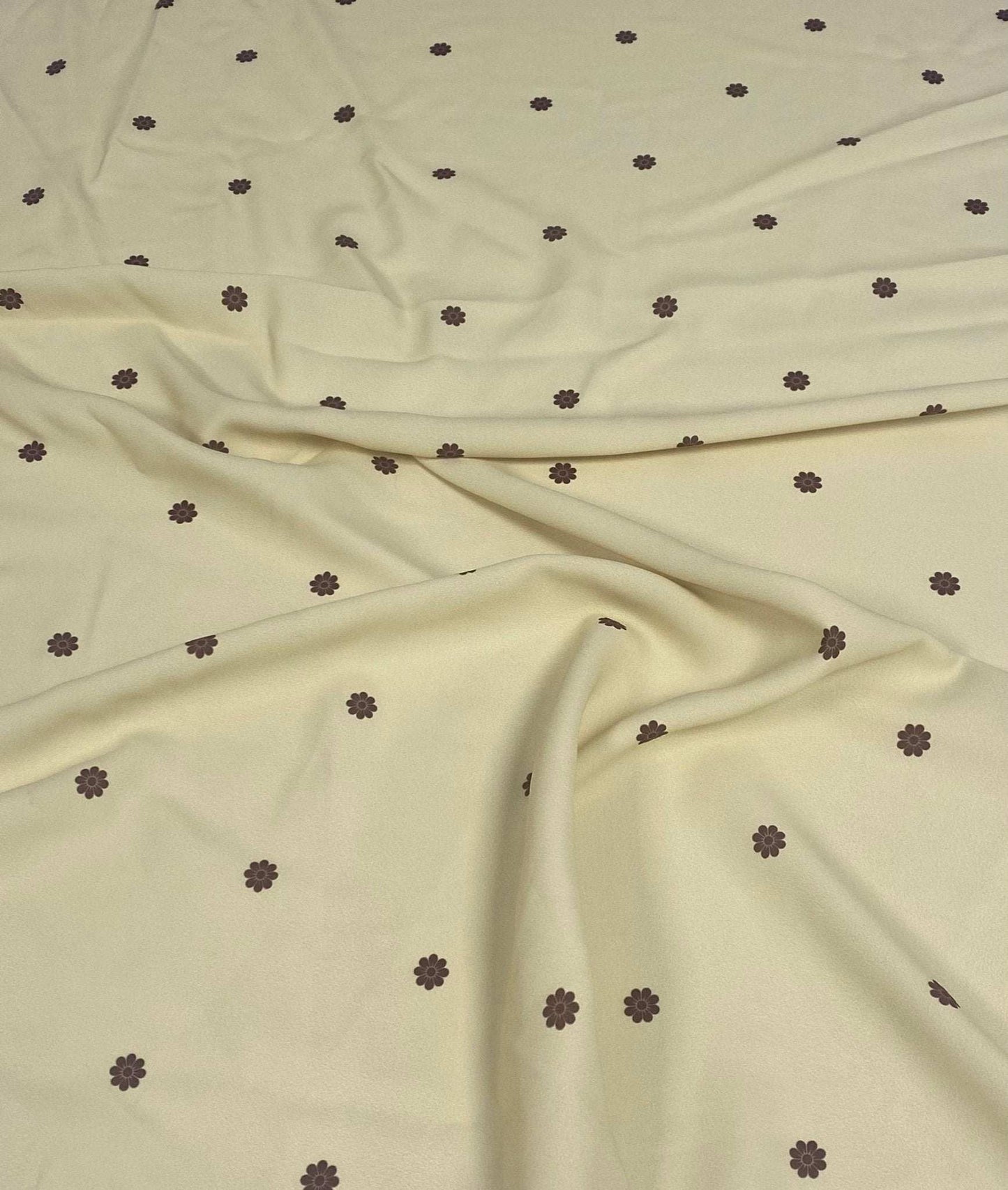 Minimal Yellow with Small Brown Floral Fabric by Metre