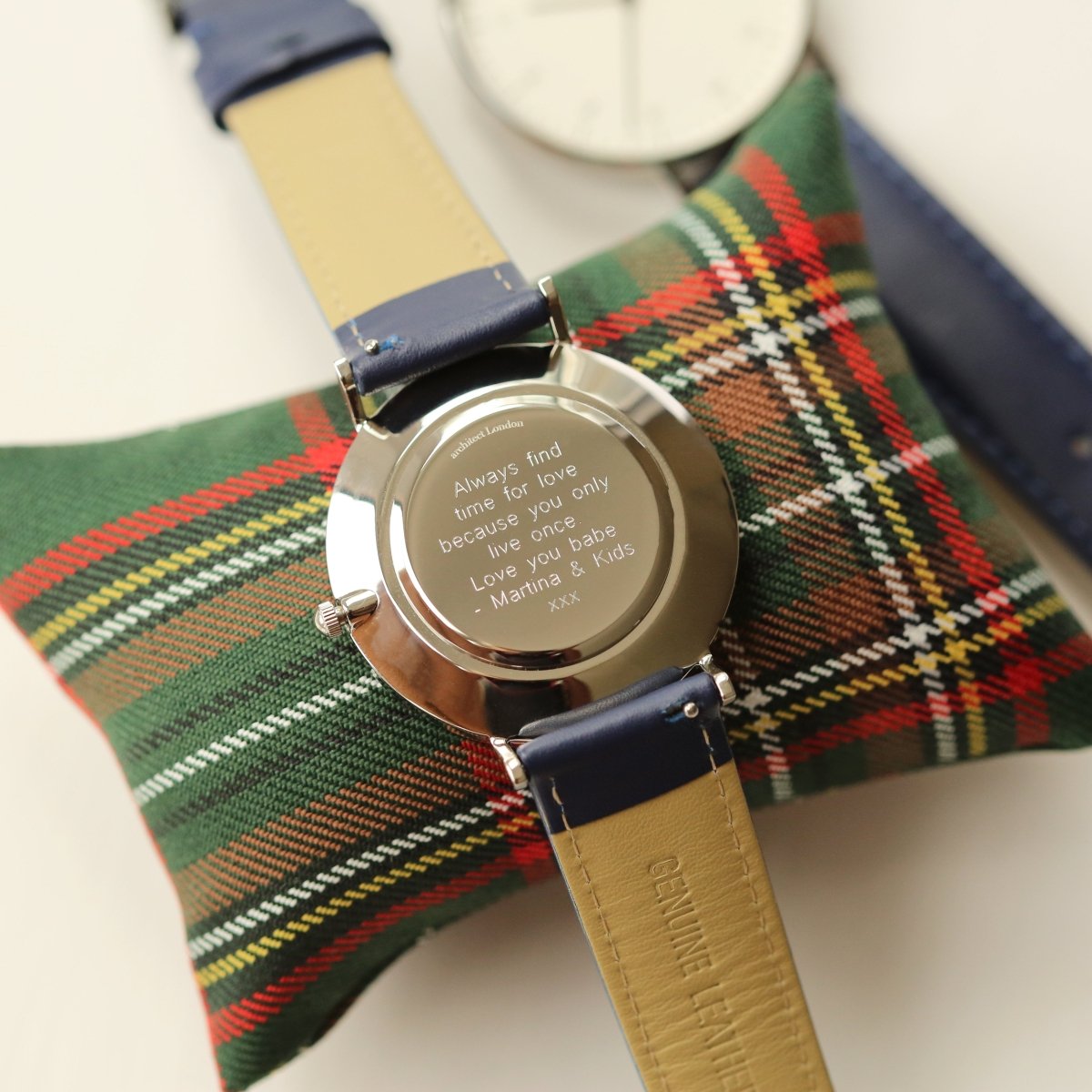 Modern Font Engraving - Men's Architect Zephyr, Admiral Blue Strap