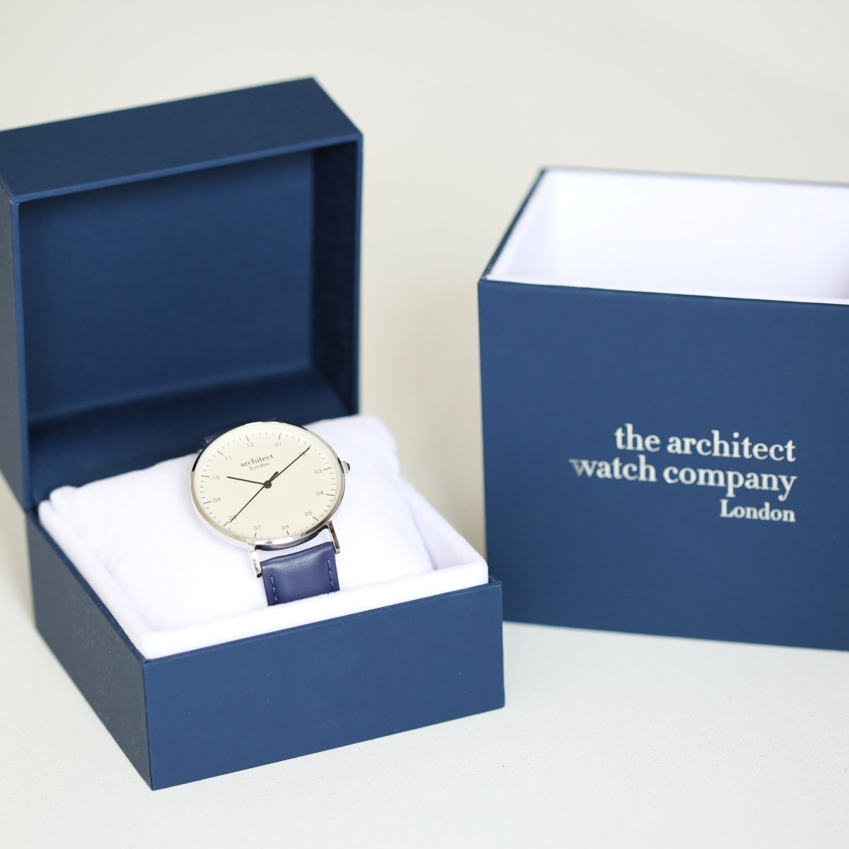Modern Font Engraving - Men's Architect Zephyr, Admiral Blue Strap