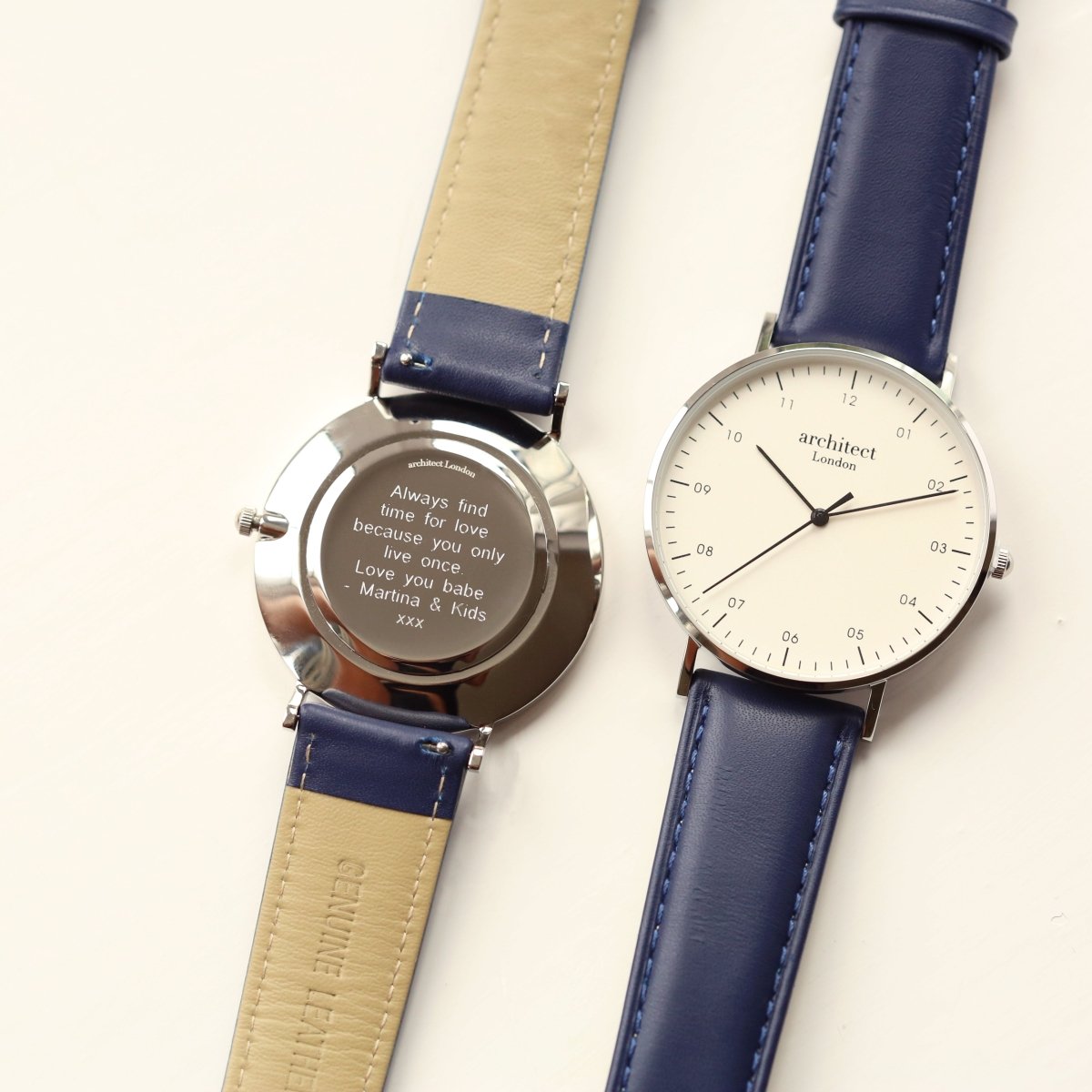Modern Font Engraving - Men's Architect Zephyr, Admiral Blue Strap