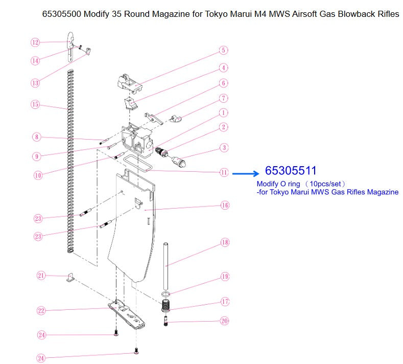 Modify-Tech MWS Magazine main O-ring (10 pack)