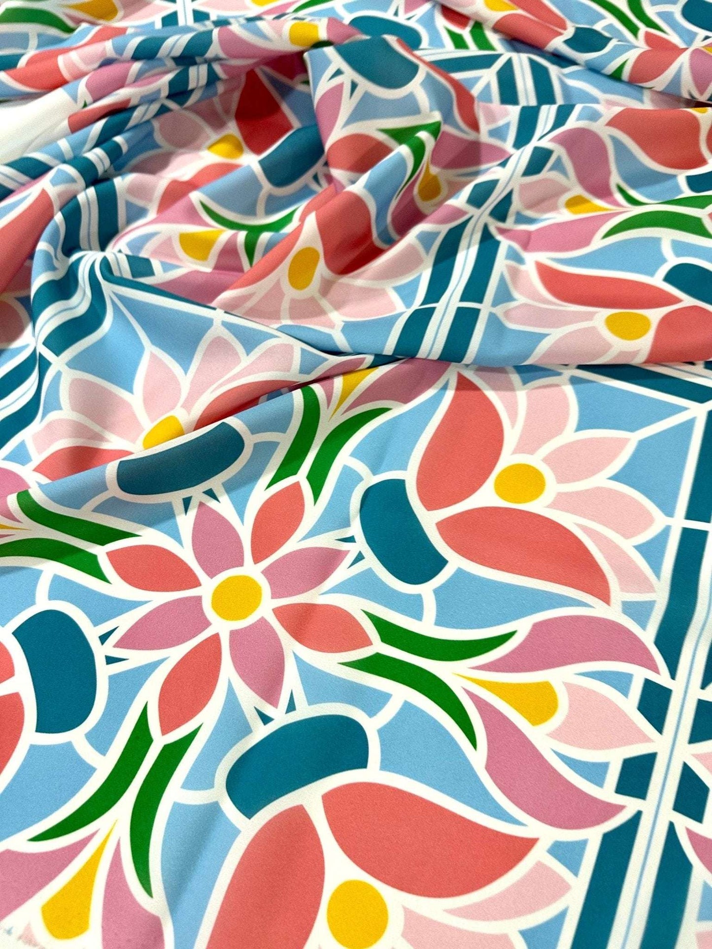 Mosaic Floral Fabric By Metre