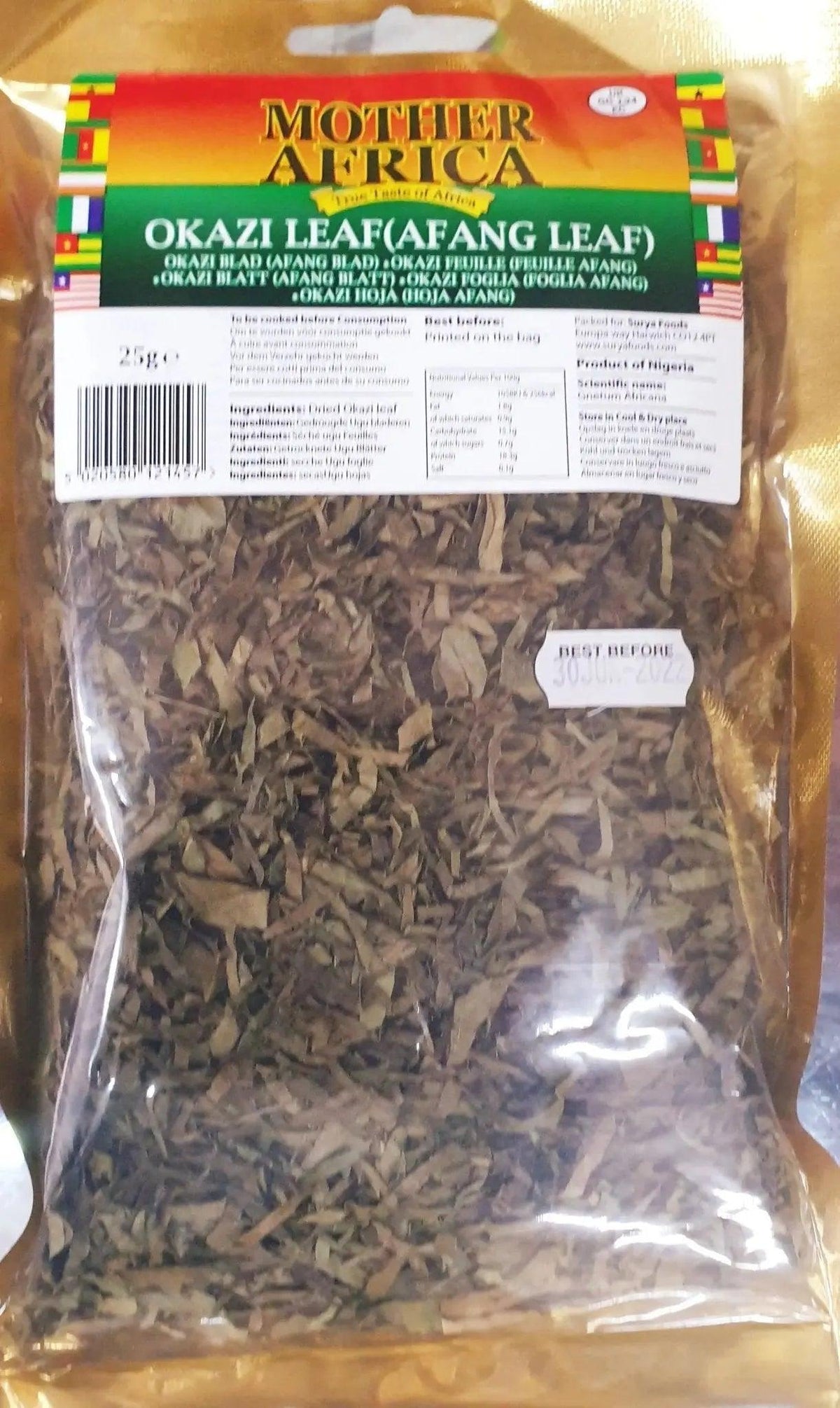Mother Africa Okazi leaves (Afang Leaf) 25g