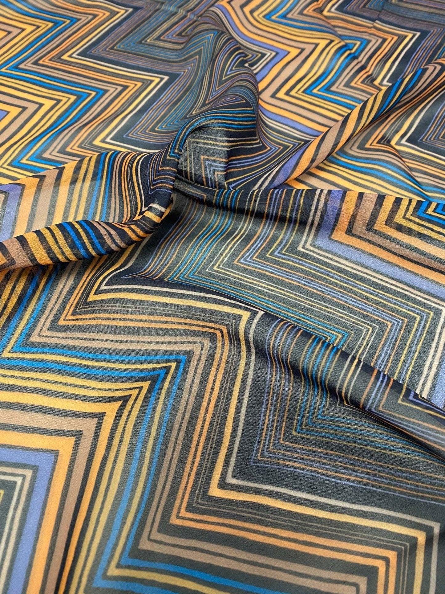 Multicolor Chevron Zigzag Pattern Fabric By Metre