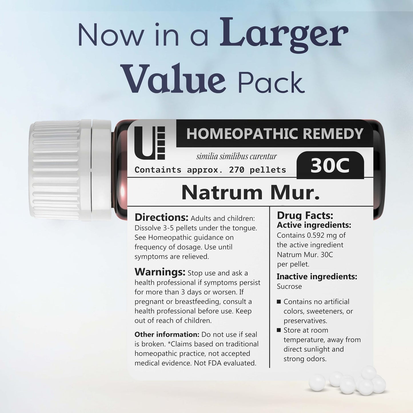 Natrum Muriaticum 30C Homeopathic Remedy – 270 Pellets (Lactose-Free)
