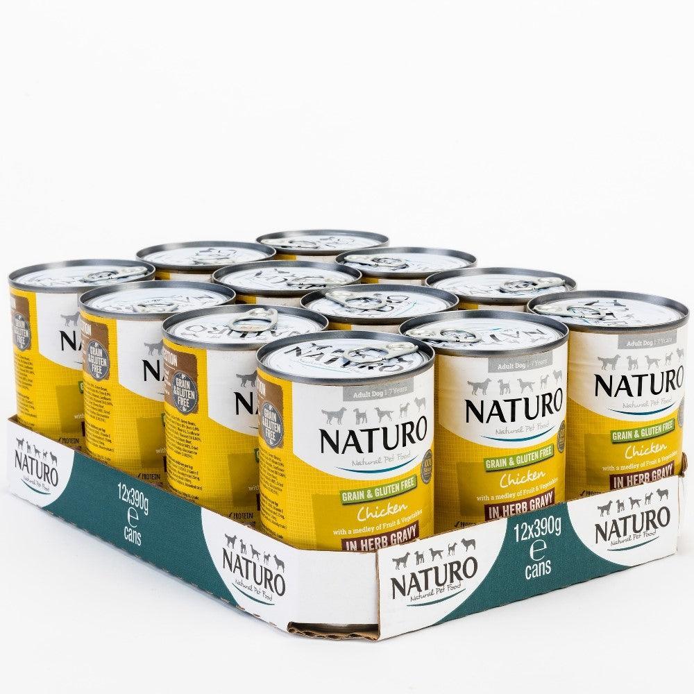 Naturo Adult Grain and Gluten Free Chicken in Herb Gravy Tins 390g - Case of 12
