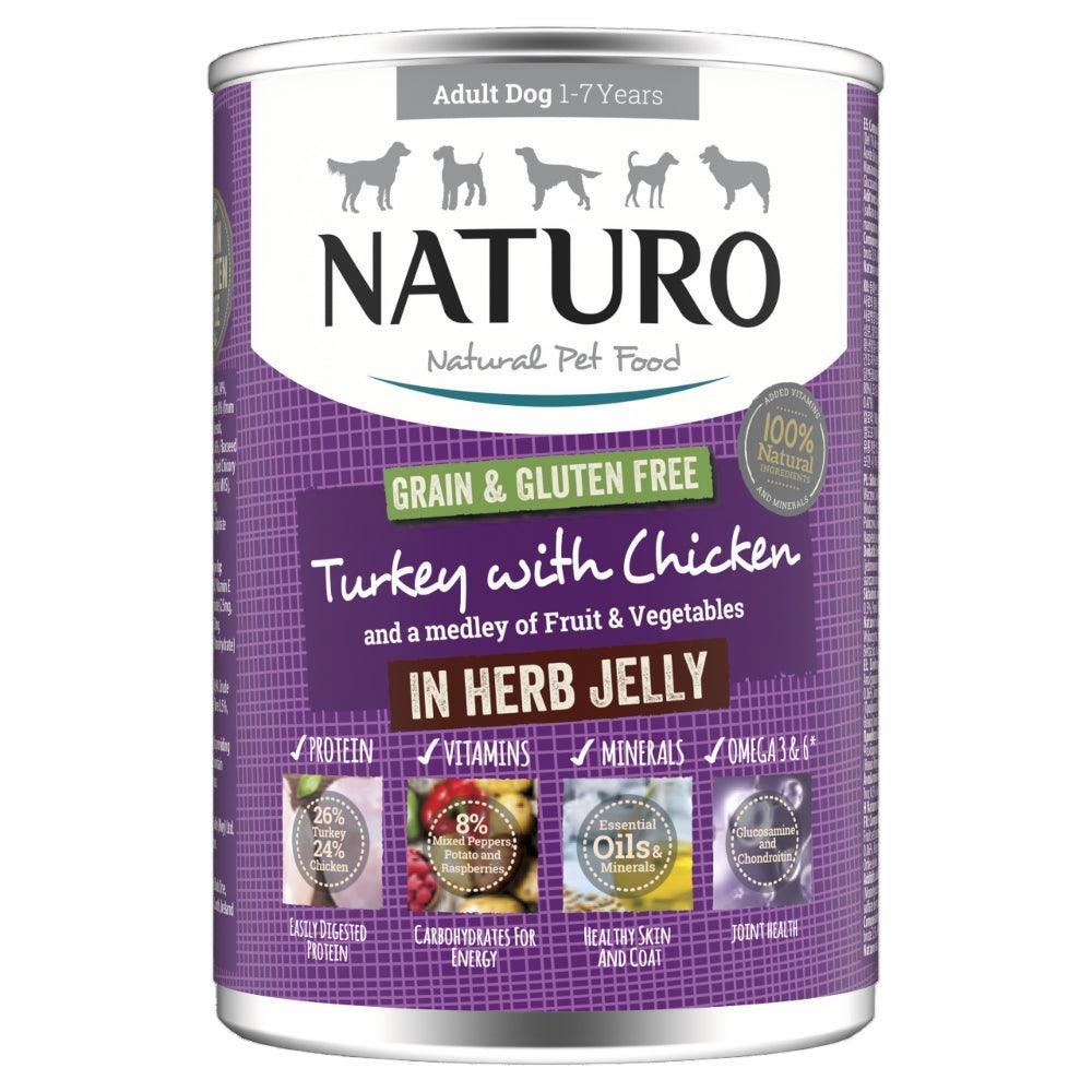 Naturo Adult Grain and Gluten Free Turkey with Chicken in Herb Jelly Tins 390g - Case of 12