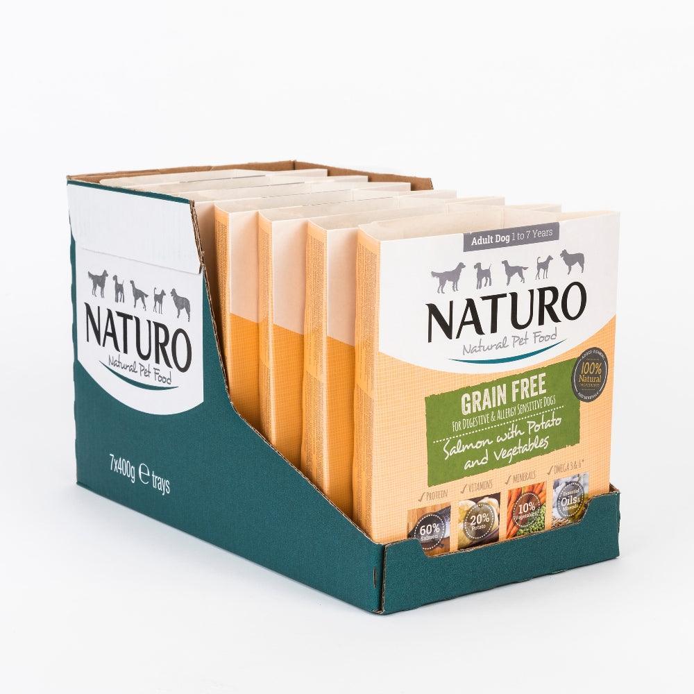 Naturo Adult Grain Free Salmon with Potato and Vegetables Trays 400g - Case of 7