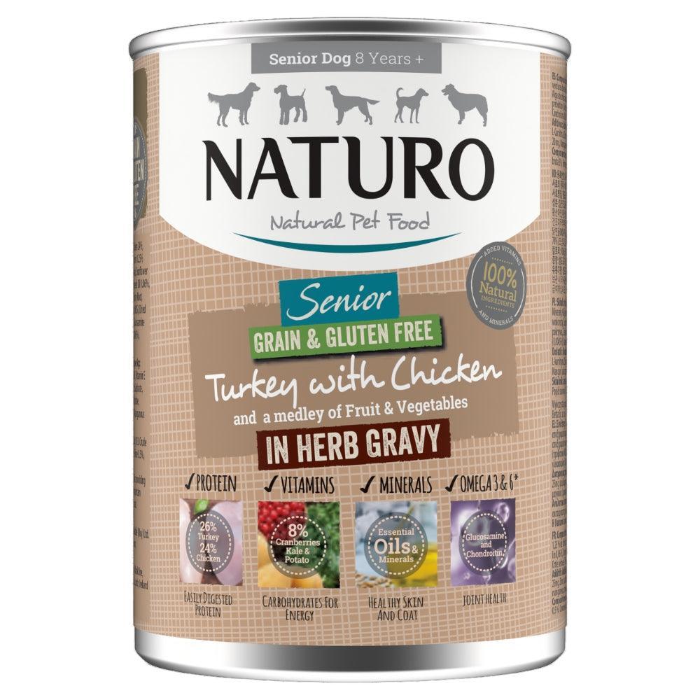 Naturo Senior Grain and Gluten Free Turkey with Chicken in Herb Gravy Tins 390g - Case of 12