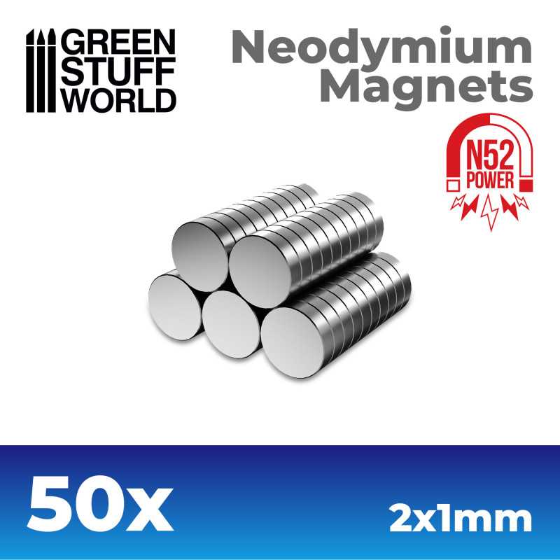 1mm Thick Neodymium Disc Magnets (N52) - 50pc | Green Stuff World