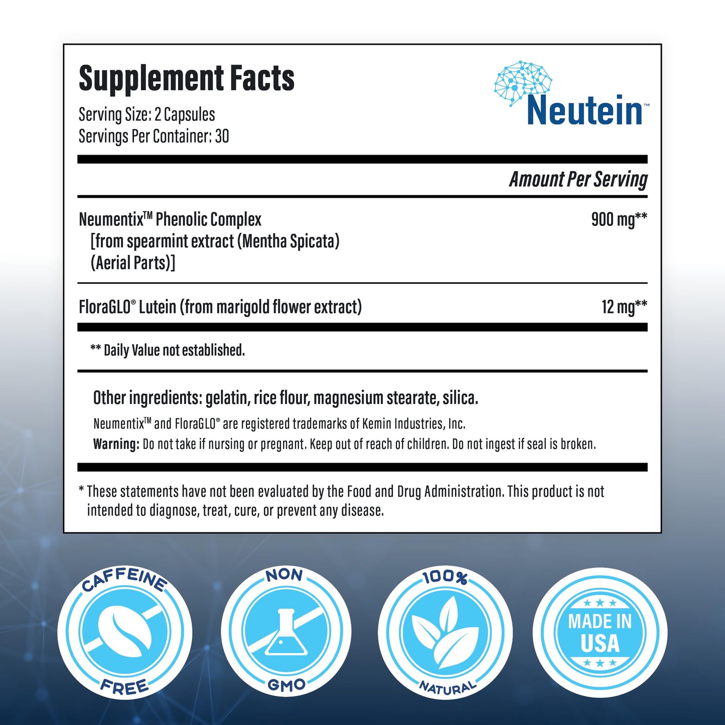 Neutein Natural Brain Booster – Extra Strength Plant-Based Cognitive Support (5 Pack, 300 Capsules) – Made in USA