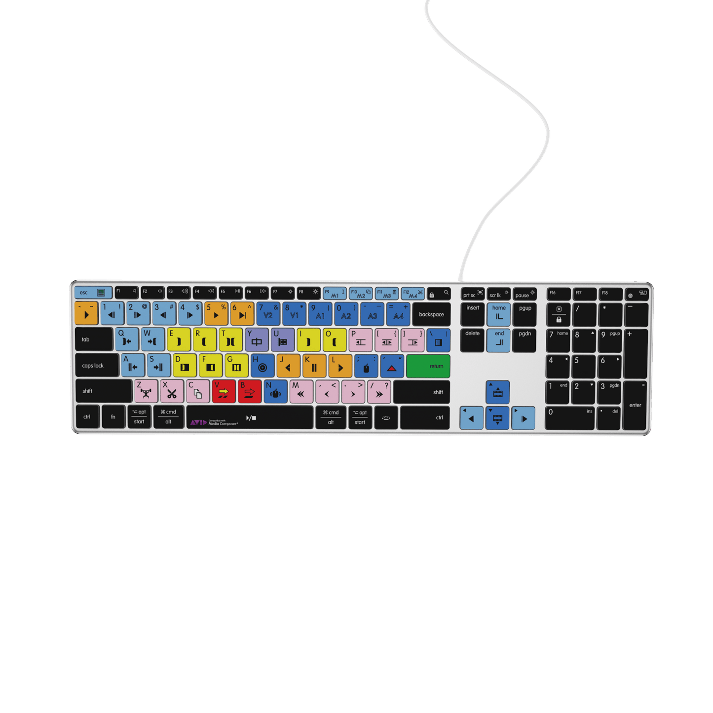 Avid Media Composer Keyboard | AB10 Backlit | Wired & Wireless | Mac & PC
