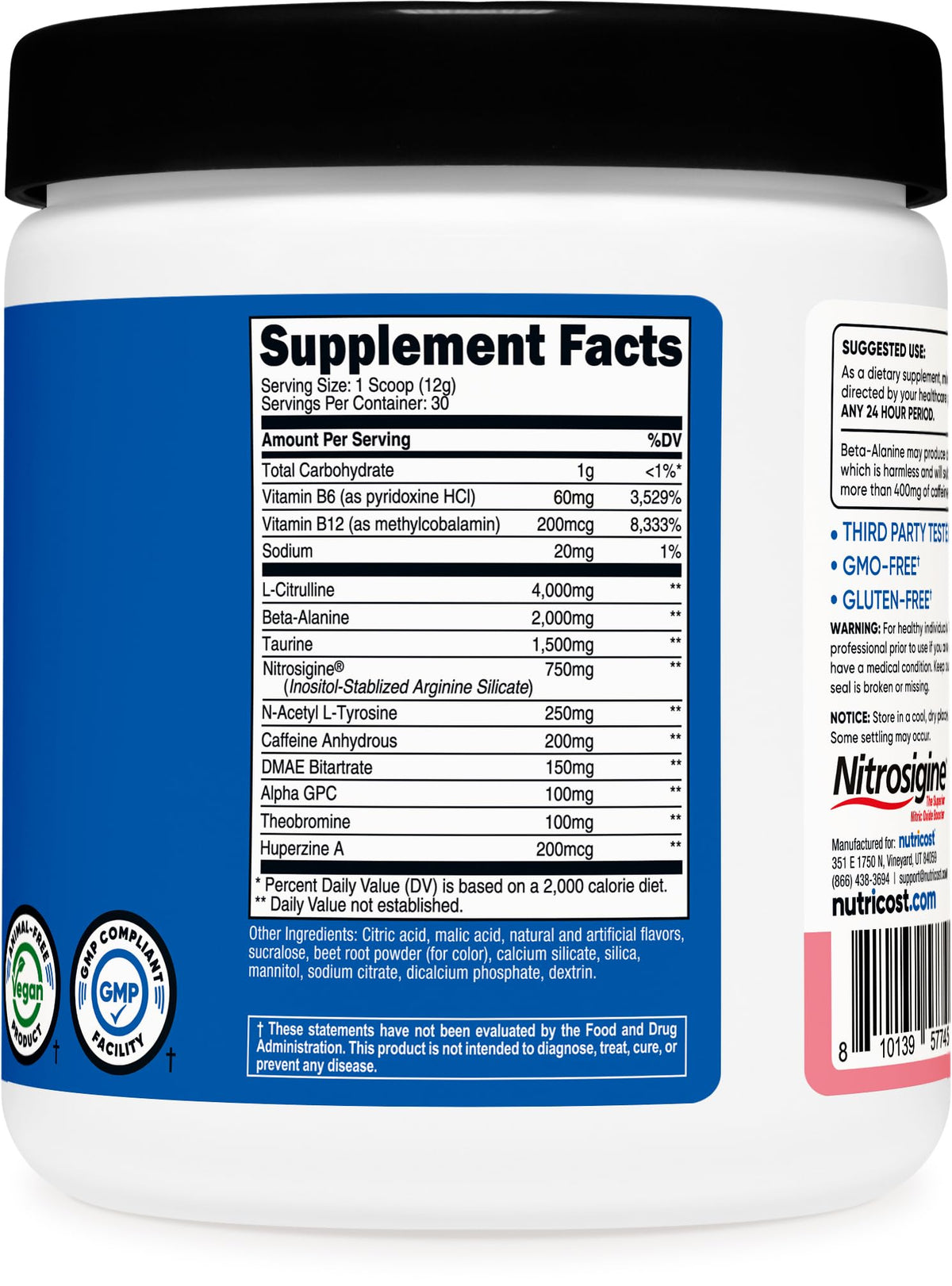 Nutricost Pre-Workout Powder (Watermelon Candy) 30 Servings - GMO-Free, Gluten-Free, Vegetarian