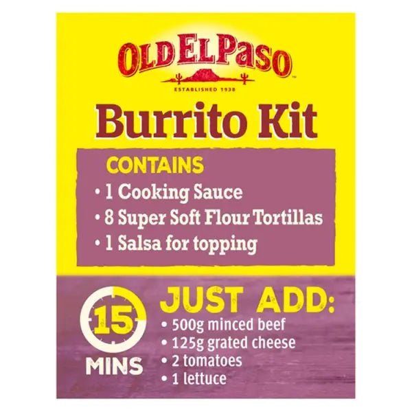 Old El Paso Burrito Kit Bean & Chilli Mild 620g (Case of 6)