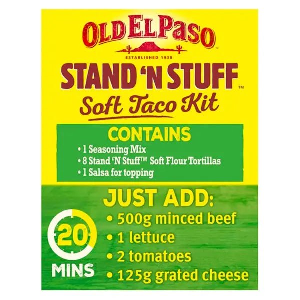 Old El Paso Stand 'N Stuff Smoky BBQ Taco Boat Kit 350g (Case of 4)