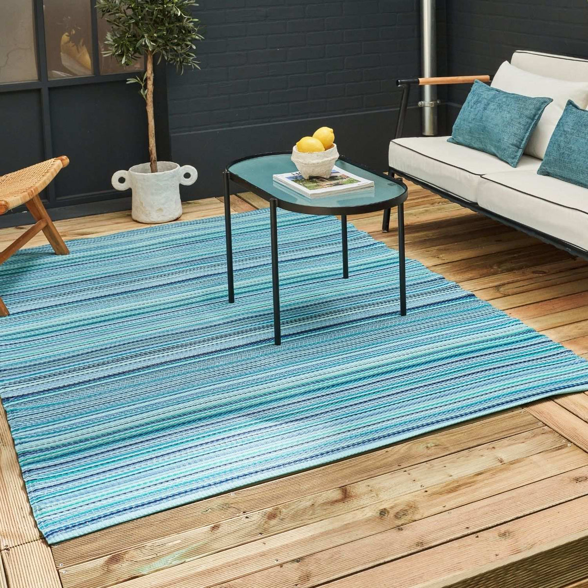 Rainbow Outdoor Rug Blue | 1020