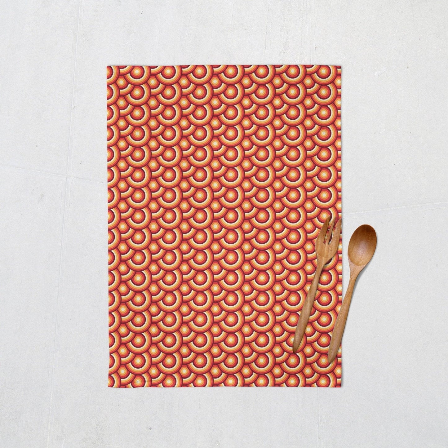 Orange Tea Towels with a 70's Retro Design, Dish Towels, Kitchen Towels