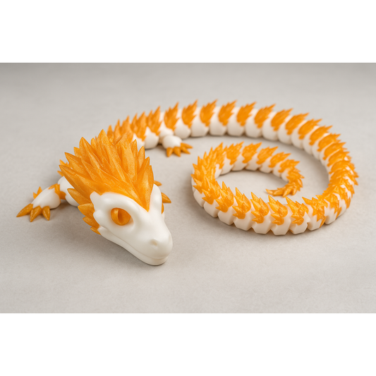 60cm Articulated Dragon – Translucent Orange & White Flame Edition