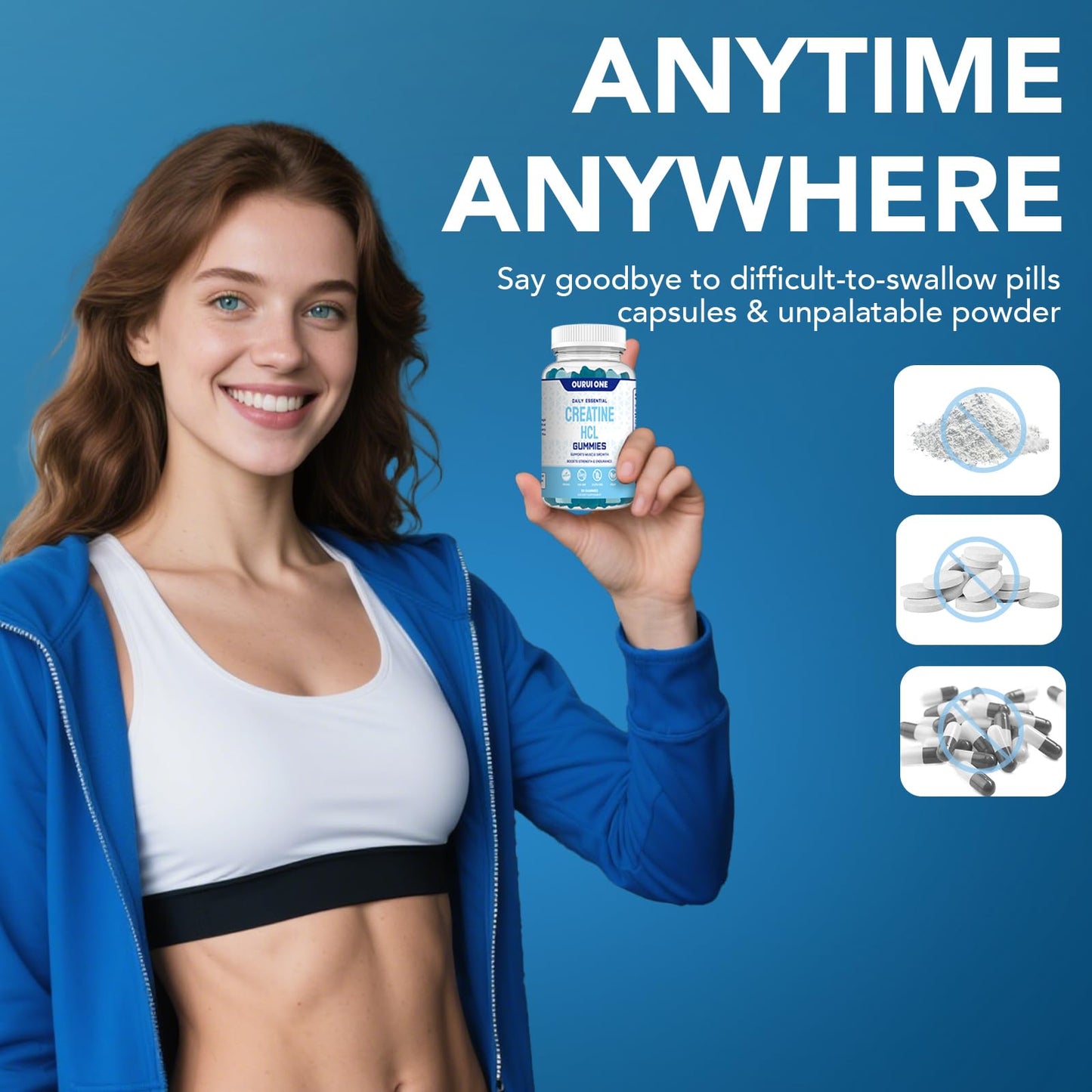 Ourui One Creatine HCL Gummies 2000mg – Fast Absorption for Strength & Recovery – Easy-to-Take