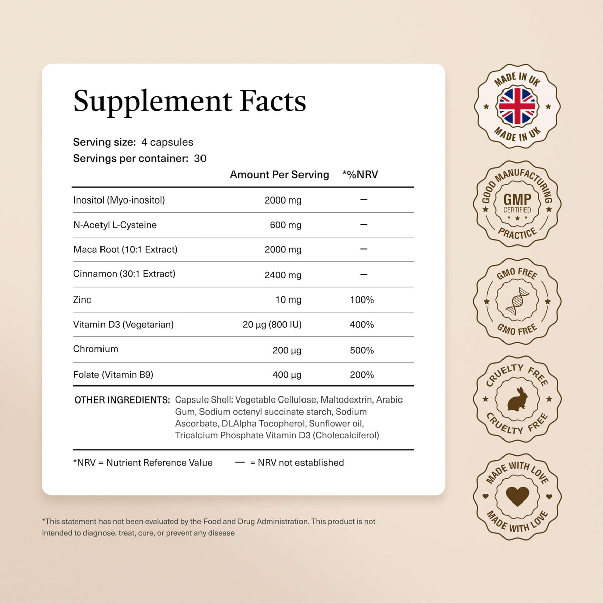 8-in-1 PCOS Support Supplement β 2,000mg Myo-Inositol, NAC, Zinc, Folate