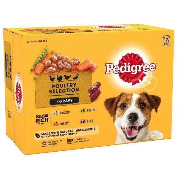Pedigree Adult Poultry Selection in Gravy Pouches 12 x 100g - Case of 4