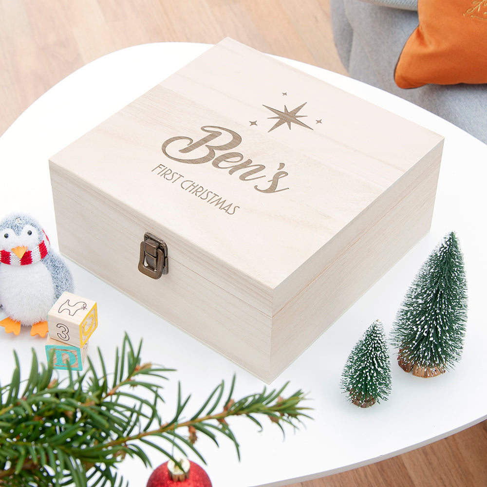 Personalised Minimalist Engraved Christmas Box - Medium