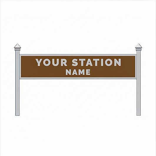 OO Scale Pre-Coloured Single-Sided Personalised Steam-Era Station Name Board - Style 1 - Two Lines of Text