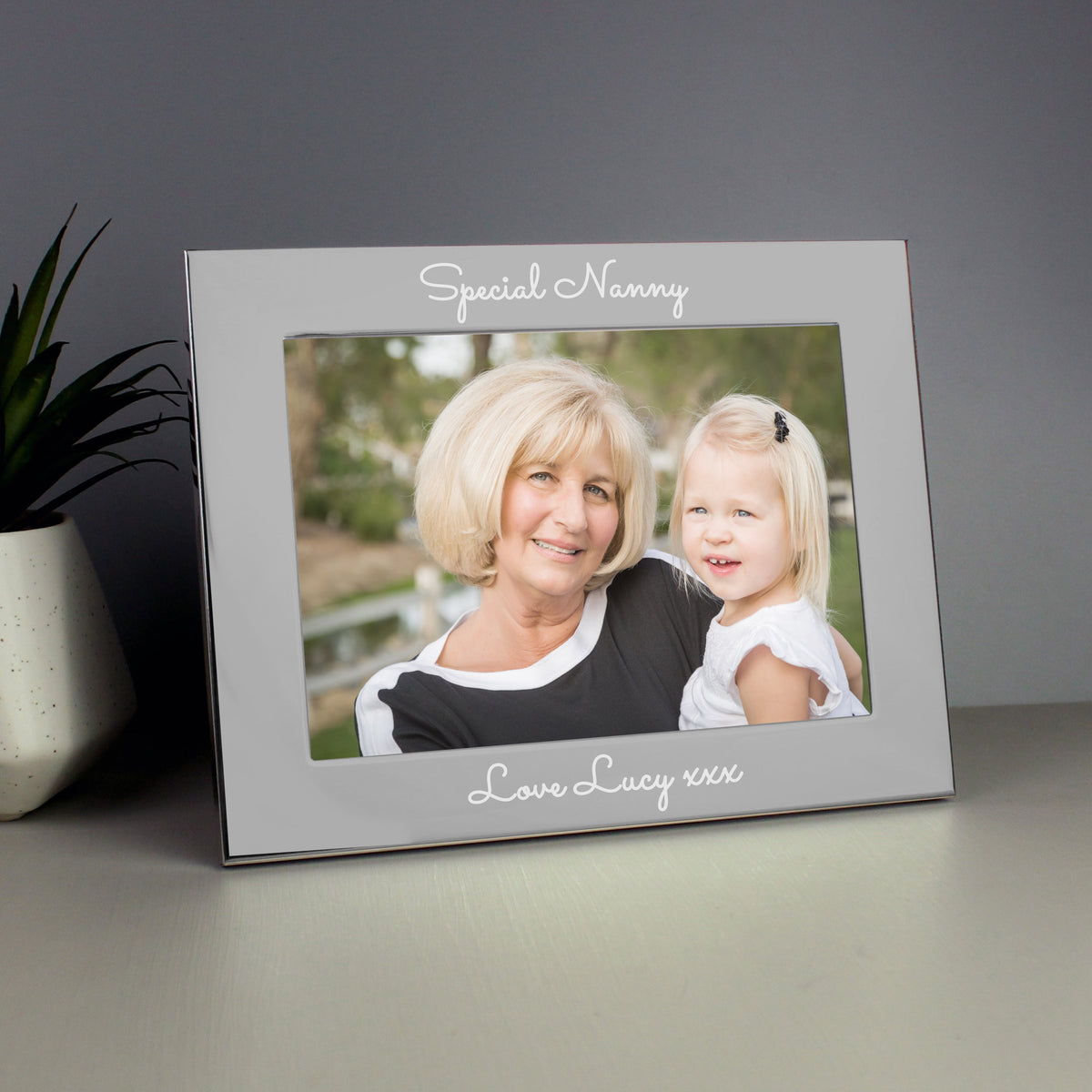 Personalised Free Text 5x7 Inch Silver Photo Frame