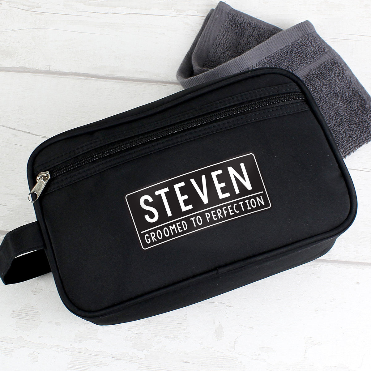 Personalised Free Text Black Vanity Bag