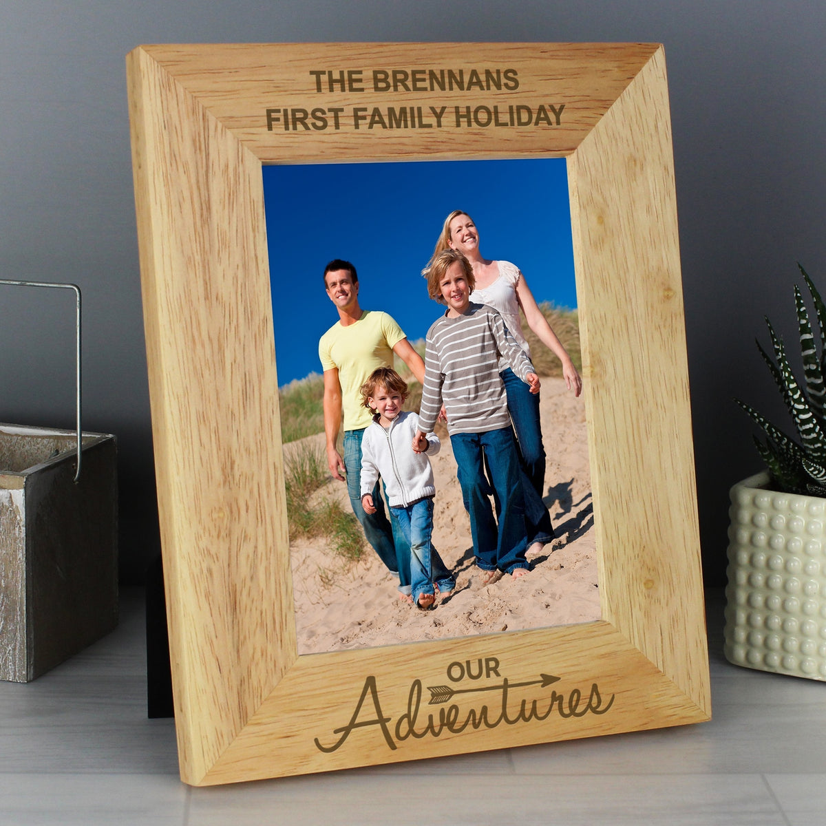 Personalised Our Adventures 5x7 Inch Wooden Photo Frame